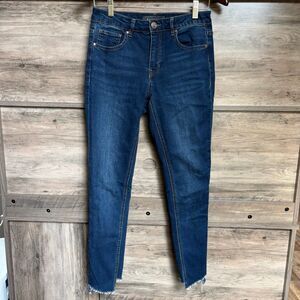 Harper 27 Blue Skinny Jeans Denim Pants Frayed Skinny Boho Preppy Artsy Retro